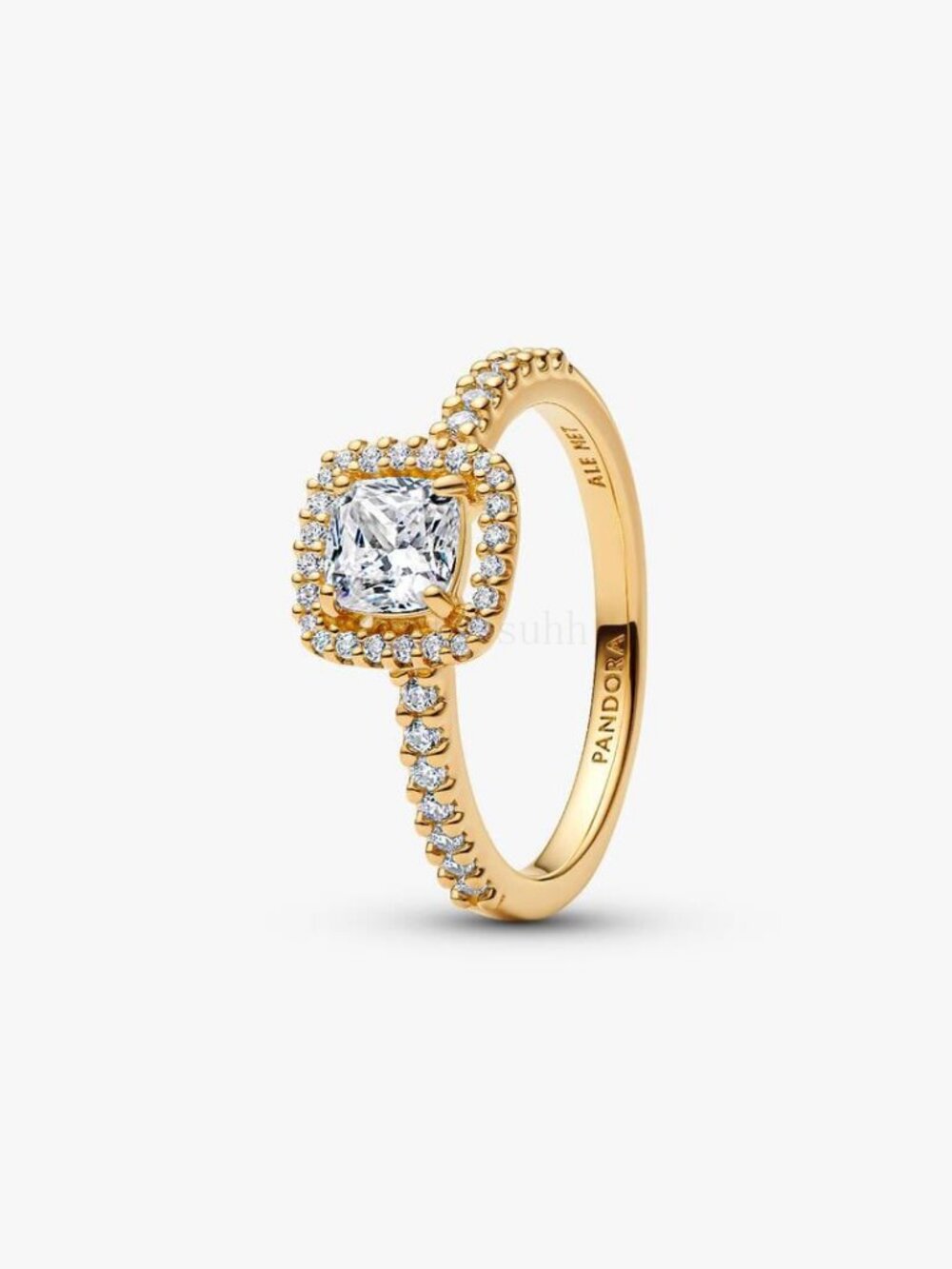 Pandora Sparkling Square Clear Halo Ring